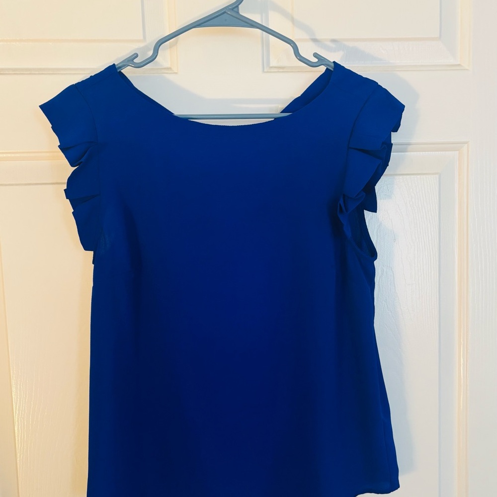 Monteau Royal Blue Ruffle Sleeve Blouse